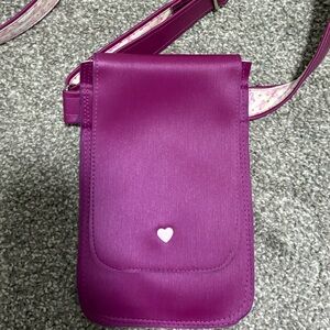 Purple Crossbody Phone Bag with‎ Heart Detail